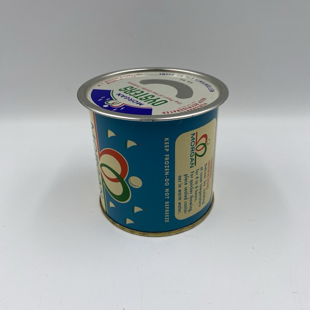 Morgan Oysters Tin/Can 12oz W F Morgan & Sons Inc. Weems,Va. 8oz Lid - Picture 2 of 8